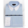 White Collar Stripes Dress Shirts for Men Long Sleeve Shirt
